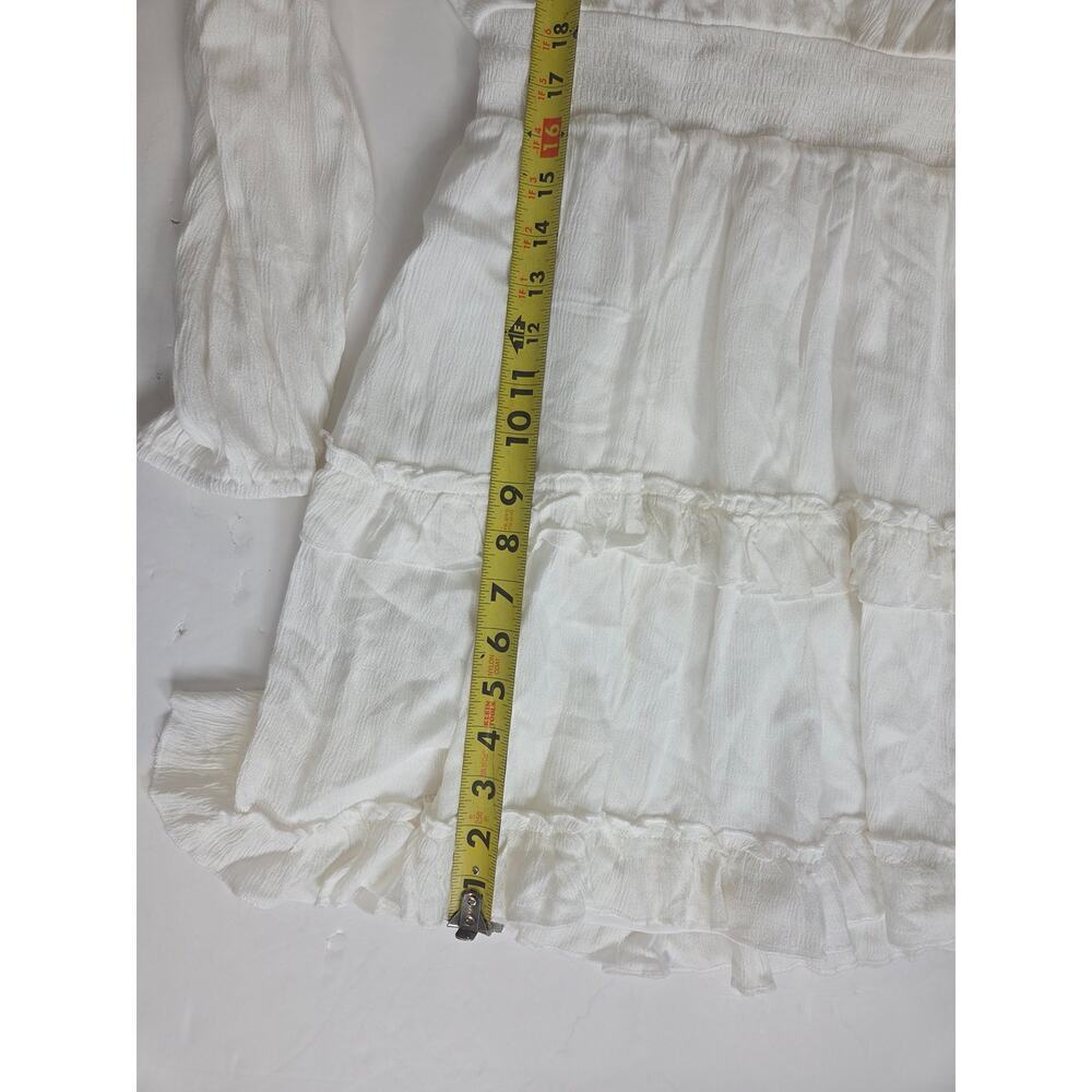 NWT Altar'd State White Long Sleeve Tiered Mini Dress Medium Boho Cottagecore - Picture 5 of 8